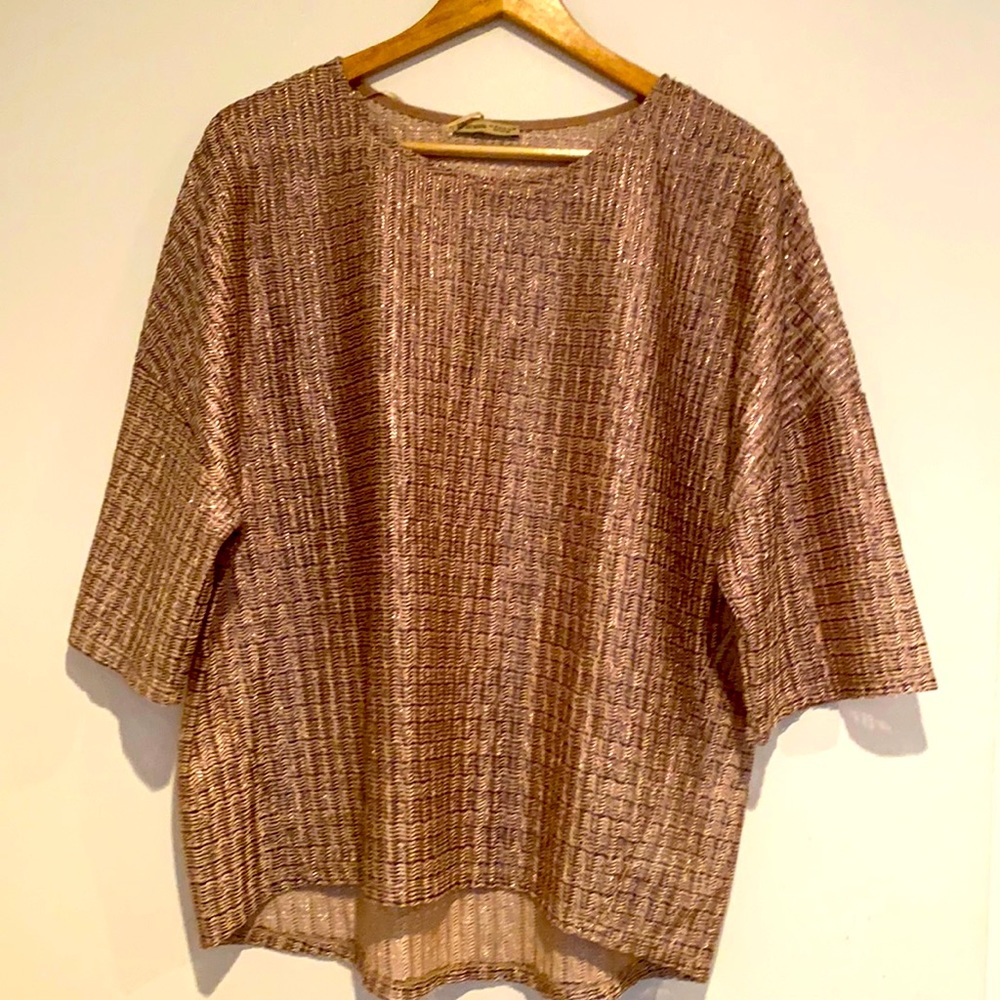 Zara Oversized Size M lightweight glittery yarn top